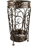 Brelso Super Quality Umbrella Stand, Umbrella Holder, Antique Look Metal, Entry Hallway D&eacute;cor, Round Style, w/Removable Drip Tray. (Antique Bronze)