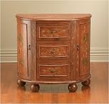 AA Importing 49668 Half Round Console Cabinet - Distressed Brown