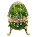 Traditional Egg Shaped Musical Trinket Box in Green Czech Preciosa Crystals
