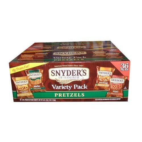 Snyders of Hanover 36 Bag Variety Pack Pretzel Snack Value Box