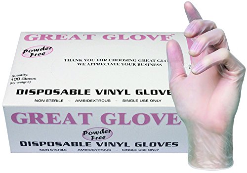 GREAT GLOVE NM70005-S-BX Vinyl Industrial Grade Foodservice Glove, 4 mil, Powder-Free, Latex-Free, Allergy-Free, Smooth, Economical, FDA 177.1950 Compliant For Food Contact, Clear, Small (Pack of 100)