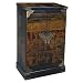 Handmade Oriental Furniture - 40" Antique Style Black Leather Storage Cabinet