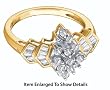 Stunning Yellow Gold 1/4 CTW Diamond Cluster Ring With Round And Baguette Cut Diamonds