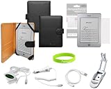 CrazyOnDigital 7 items Slim Leather Case Cover with Charger and Screen Protector For Amazon New Kindle Touch (Black)