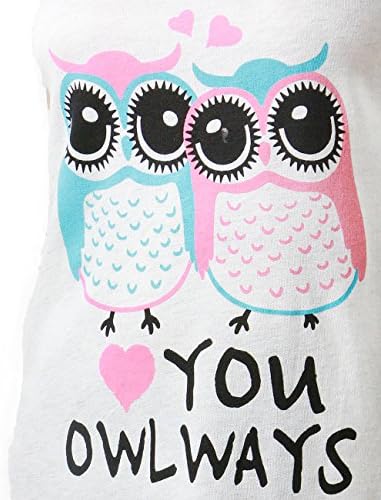 Womens Active" You Owlways" Cute Pair of Owls Graphic Print Sleeveless (MEDIUM, OATMEAL)