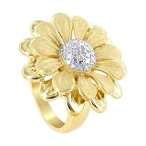 18 KT Gold Layered Two Tone Multilayered Flower Ring