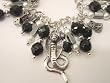 Chic Wrists Bracelet Black Crystals, Cobra Snake, Silver Dice Bracelet with FREE Earrings