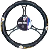 NFL Pittsburgh Steelers Steering Wheel Cover, Black, One Size