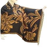 Black Cotton Scarf Stole From India In Self Flower Design (Free Shipping) Stle0160r
