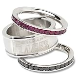 NHL Calgary Flames Logo Crystal Stacked Ring Set (Size 6)