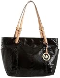 Michael Kors Jet Set Top Zip Tote Handbag, Python Patent, Black