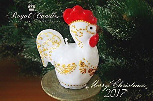 White rooster - Christmas rooster - Rooster 2017 - Christmas candle - Christmas gift - Rooster - Fiery rooster - Small candles -Little gift