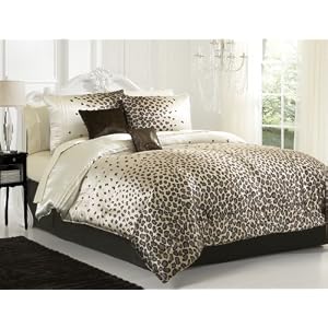 Chic Snow Leopard Brown Cream 6Pc Comforter Set