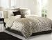Chic Snow Leopard Brown Cream 6Pc Comforter Set