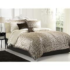 Chic Snow Leopard Brown Cream 6Pc Comforter Set Bed