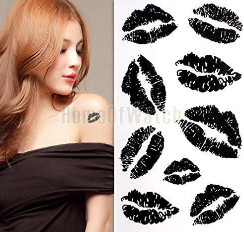 GLucky Tattoo : 10 Sheets Sexy Black Lipstick Temporary Body Art Waterproof Tattoo Sticker 10 pcs/lot 10280