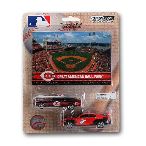 MLB Cincinnati Reds Ford Mustang and Dodge Charger 1:64 Scale Diecast Cars