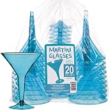 Blue Plastic 8oz Martini Glasses 20ct