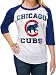 Chicago Cubs Women's Burnout 3/4 Sleeve White/Royal Raglan T-Shirt by 5th & Ocean