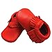 Mejale Baby Soft Soled Leather Moccasin Tassel Slip on Infant Toddler Shoes Pre-Walker(Red, 3-6 Months)