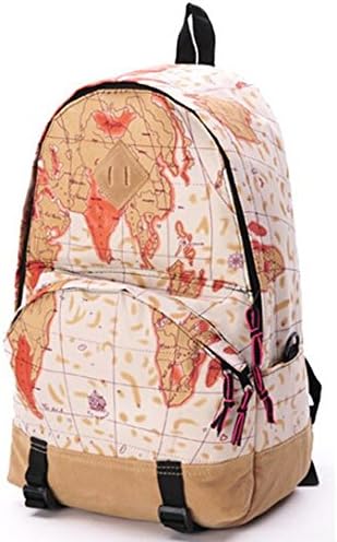Women Retro World Map Backpack Satchel Girl Computer Bag Rucksack