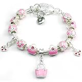 51uggi8OjKL. SL160  Pink Enamel Handbag with Hearts Charm Bracelet
