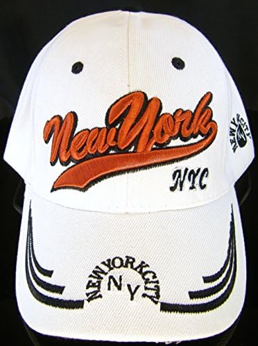 New York City Adjustable Baseball Hat Cap with Velcro Enclosure (White)