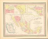 Map of Central America, Mexico & Guatemala, 1854