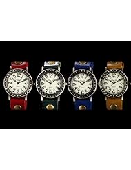 Youyoupifa Ladies Polka Dot Round Face Digital l Quartz Red Leather Strap Wrist Watch