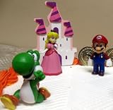Mario Brothers 23 Piece Birthday Cake Topper Set Featuring Mario Castle, Bomb, Mario Coins, 6 Mario Figures Including Mario, Luigi, Princess Peach, Toad, Yoshi, Donkey Kong, and 12 Mario 1