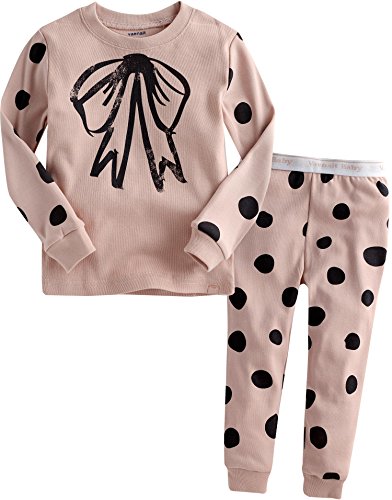 Vaenait Baby 12M-7T Kids Girls Sleepwear Pajama Top Bottom 2 Pieces Set Dot Bow