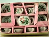 1960s - Post War Produced - Japanese - Toy China Tea Set - House on Lane with Red Flowered Tress - Tea Set for 4 - Out of Production - Very Rare - Collectible Antique - New in Box