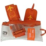 Sunset Orange Lug Travel Set: Luggage tag, Strap and Pouch all in one