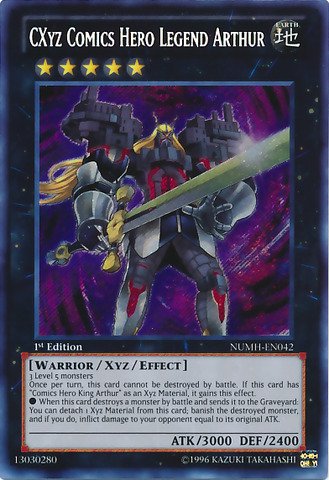 Yu-Gi-Oh! - CXyz Comics Hero Legend Arthur (NUMH-EN042) - Number Hunters - 1st Edition - Secret Rare On Sale