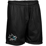 NHL San Jose Sharks Black Team Applique Mesh Shorts (Small)