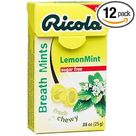 Ricola Herbal Sugar Free Lemonmint Breath Mints, 0.88-Ounce Boxes (Pack of 12)