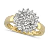 9ct Yellow Gold Ladies Classic Half Carat Diamond Cluster Ring Size T