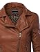 LE3NO Women's Mock Collar Long Sleeve Zip Up Crinkled Biker Jacket