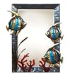 20" Hand Sculpted Metal Angel Fish Nautical Rectangular Wall Mirror