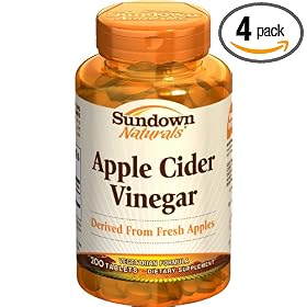 Sundown Apple Cider Vinegar, 200 Tablets (Pack of 4)