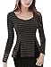 Allegra K Women's Striped Color Block Criss Cross Back Peplum Top Black Gray M (US 10)