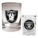 Oakland Raiders NFL Rocks Glass & Shot Glass Set - Primary logo