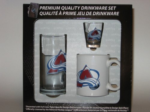 Buy COLORADO AVALANCHE 3 Piece Team Logo COFFEE MUG SHOT GLASS Glass BEER MUG Set by WeSellSports
