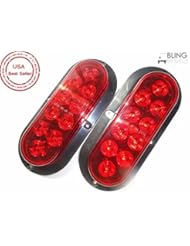 Automotive Parts and Accessories: 2 Red Oval Oblong 6" SURFACE MOUNT LED Brake Stop Turn Tail Light Trailer Truck RV SEALED - KT Inc.