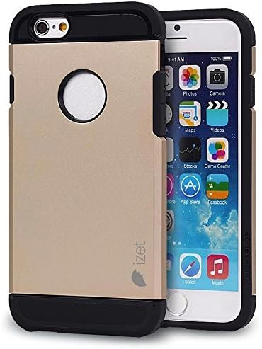Iphone 6 Case, [Izet] Armor Slim New Style for Extra Protective Dual Layer with Tpu and Pc Water Resistant, Shock, and Duct Proof Apple Iphone 6 (4.7) Case [Ultra-slim] Slim Armor Dual Layer Protective Case [Heavy Duty] Extreme Protective Case Drop Absorption Protection, Design to Screen Protector for Apple Iphone 6 Case 4.7 Inch (2014) (Izet) (Gold)
