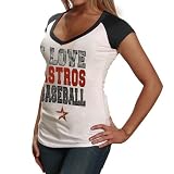 MLB Houston Astros Ladies Baby Jersey Raglan Premium T-Shirt - Natural (Small)