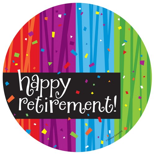 Creative Converting Milestone Celebrations Round Dessert Plates, 8-Count, Happy Retirement