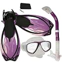 Snorkeling Scuba Dive Mask Fins Dry Snorkel Gear Set