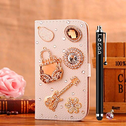 Locaa(TM) Samsung Galaxy S5 mini S5mini (Not S5/I9600) 3D Bling Cases Luxury Crystal Pearl Diamond Rhinestone Eyecatching Beautiful Leather Retro Support bumper Cover Card Holder Wallet Case - [General series] fashion trend