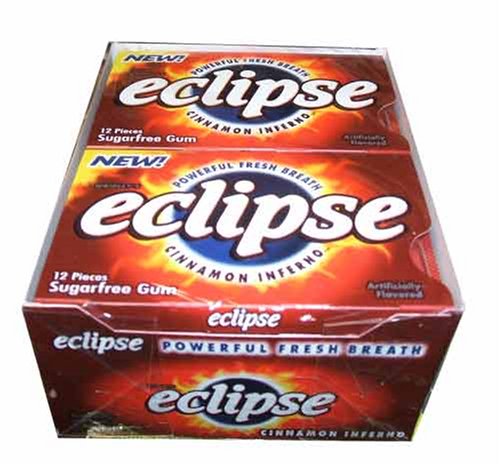 Eclipse Cinnamon Gum, 12-12 Piece Packs -(144 Pieces Per Box!) by Wrigley's